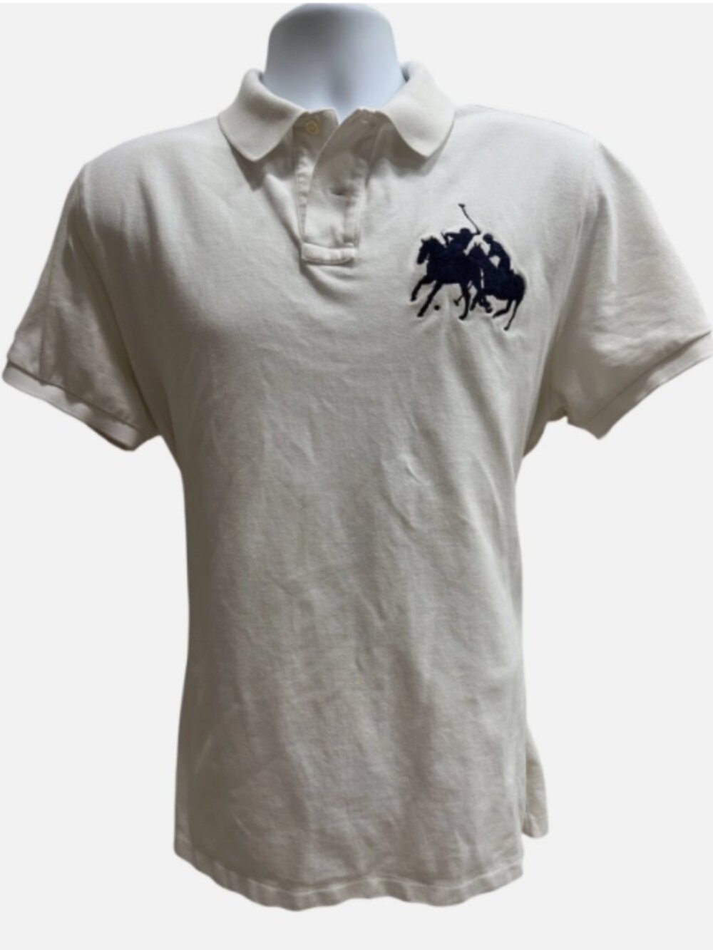 Polo Ralph Lauren Mens XLT Tall White Polo Double Pony Logo 3 Pique Slim Fit